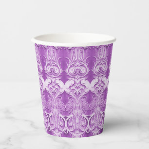 Vasos De Papel Florecen Flores Purpúreas en Taza de Papel