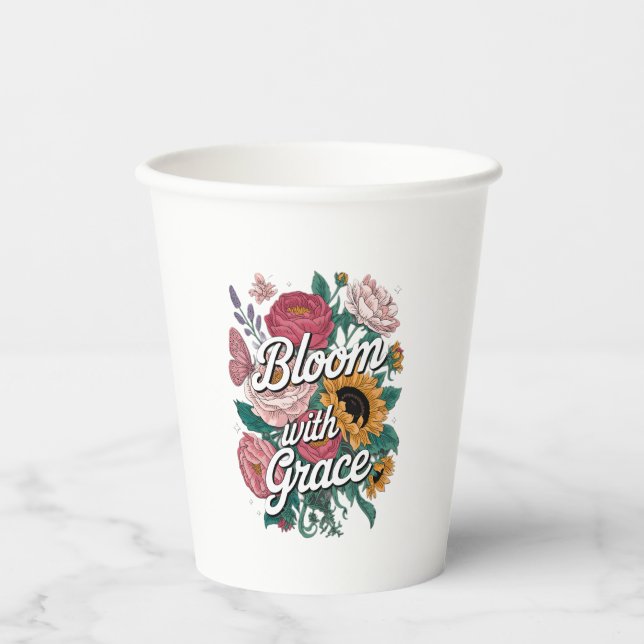 Vasos De Papel Florecer con gracia  (Anverso)
