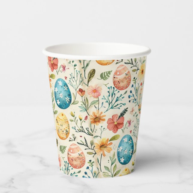 Vasos De Papel Florecer de primavera Pascua 1 (Reverso )