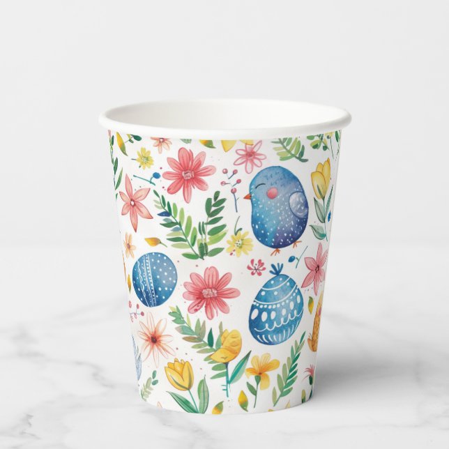 Vasos De Papel Florecer de primavera Pascua 3 (Reverso )