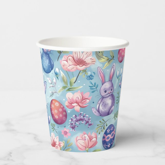Vasos De Papel Florecer de primavera Pascua 5 (Reverso )