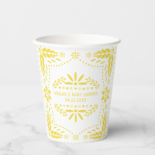 Vasos De Papel Flores amarillas blanco papel picante bebé ducha