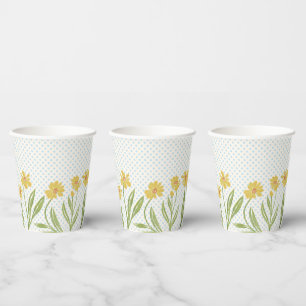 Vasos De Papel Flores amarillas simples