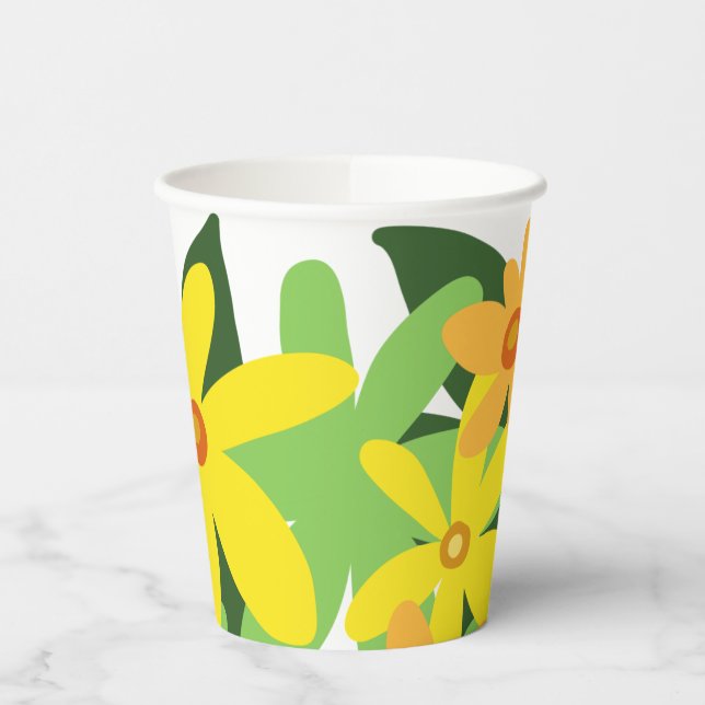 Vasos De Papel Flores amarillas taza de papel (Izquierda)