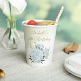 Vasos De Papel flores azules románticas vegetación