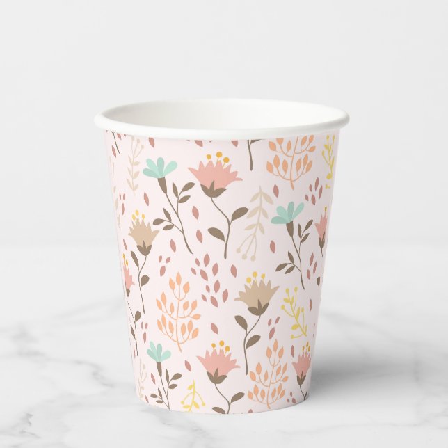 Vasos De Papel Flores Botánicas Florales Cubos De Papel Boho (Anverso)