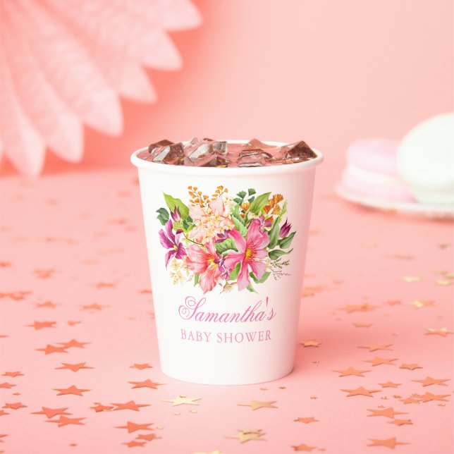 Vasos De Papel Flores Bouquet Green Rosa Cute Verde Floral Baby S (in situ)