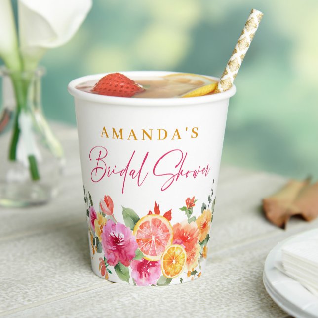 Vasos De Papel Flores Brillantes Festivas Rebanada de Cítricos De (Subido por el creador)