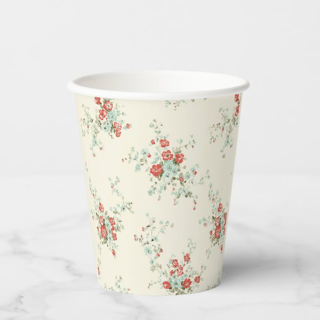 Vasos De Papel Flores chic de Shabby (Anverso)