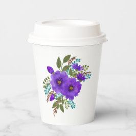 Vasos De Papel Flores color de agua morado de bonito