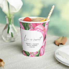 Vasos De Papel Flores de acuarela - Desayuno de novia