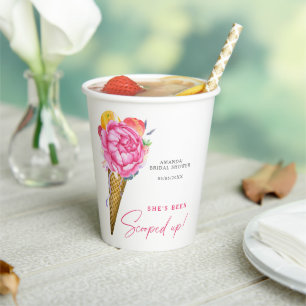 Vasos De Papel Flores de agua ICE CREAM - ducha de novia