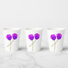 Vasos De Papel Flores de amapola morada