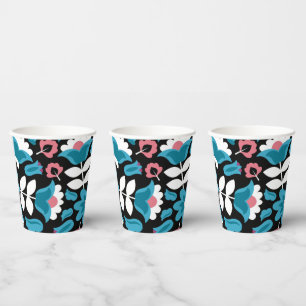 Vasos De Papel Flores de bordado de etnia negra mexicana