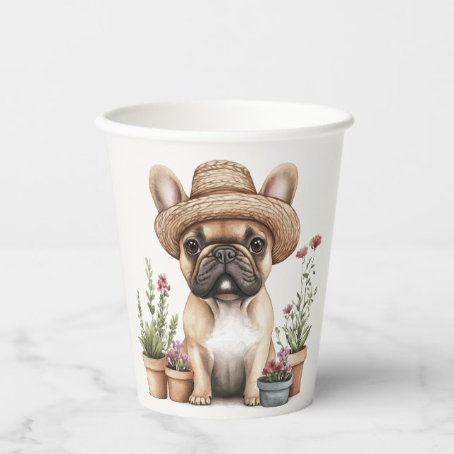 Vasos De Papel Flores de Bulldog en Francia (Anverso)