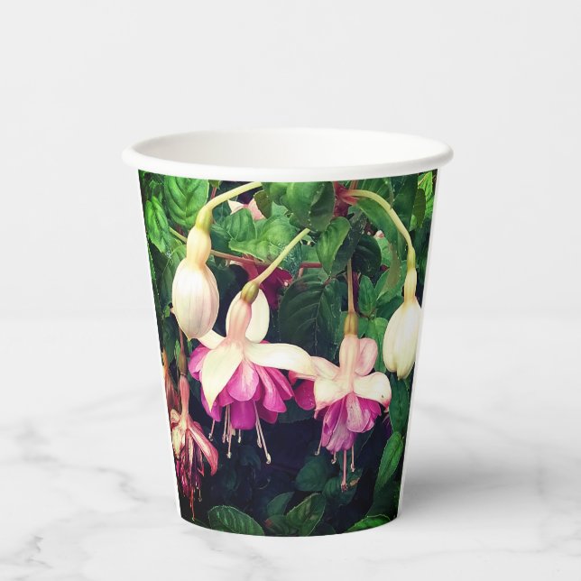 Vasos De Papel Flores de cand crema púrpura (Anverso)