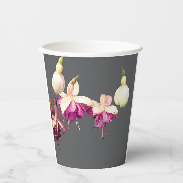 Vasos De Papel Flores de cand crema púrpura (Anverso)