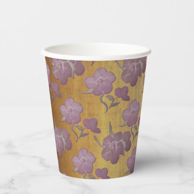 Vasos De Papel Flores de ciruelas polvorientas estilo eduardiano  (Anverso)