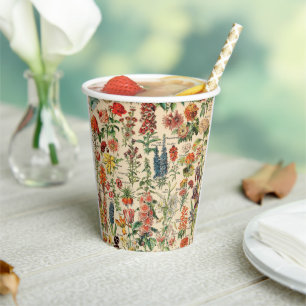 Vasos De Papel Flores de época 