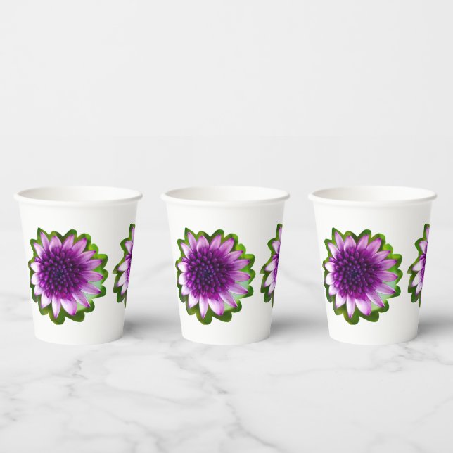 Vasos De Papel Flores de espliego morado Tapa de papel (Multi)