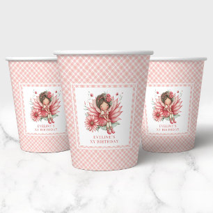 Vasos De Papel Flores de Hadas Rosadas Caprichosas Cumpleaños 4
