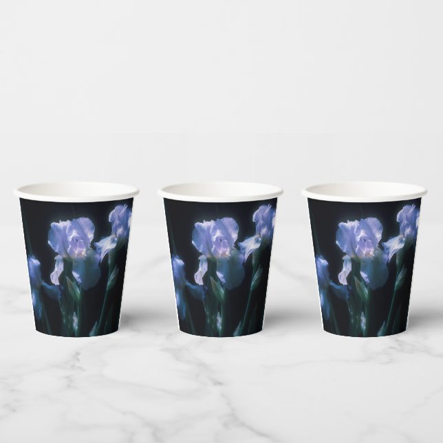 Vasos De Papel Flores de Iris al Crepúsculo (Multi)