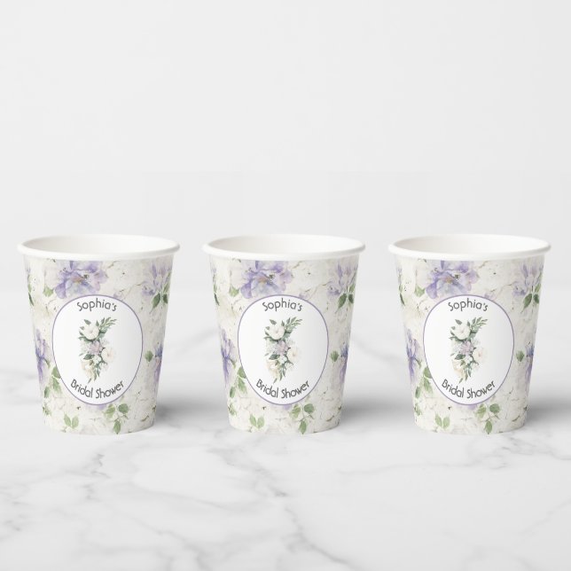 Vasos De Papel Flores de lavanda morada bonitas (Multi)