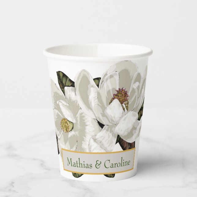 Vasos De Papel Flores de marfil y magnolias grises (Izquierda)
