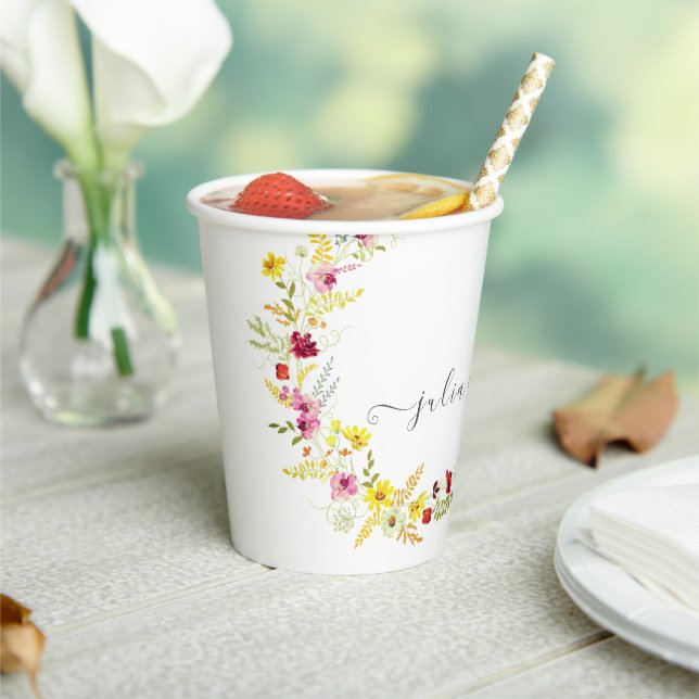 Vasos De Papel Flores de orquídeas violetas rosadas salvajes Boda (in situ)