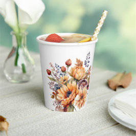 Vasos De Papel Flores de otoño acuáticas-