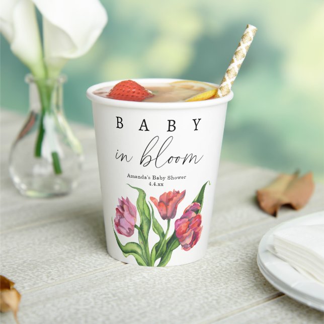 Vasos De Papel Flores de ramo rojo acuarela - bebé en flor (in situ)