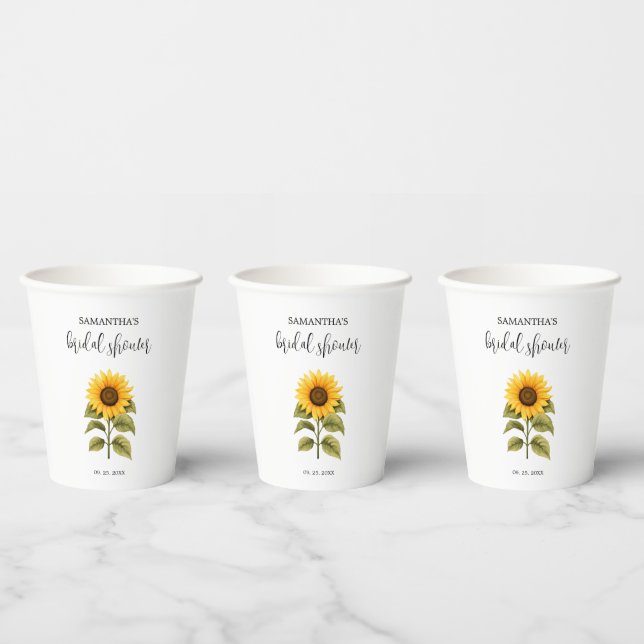 Vasos De Papel Flores de sol brillantes Ducha de novia minimalist (Multi)