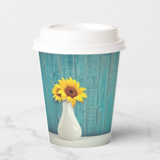 Vasos De Papel Flores de sol en un jarrón (Anverso)