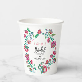 Vasos De Papel Flores folklóricas para una ducha de novia