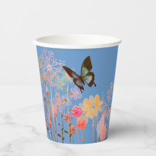 Vasos De Papel Flores Guay Blue Gray