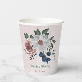 Vasos De Papel Flores marinas rojas y blancas románticas