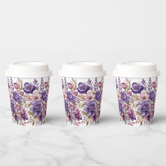 Vasos De Papel Flores moradas