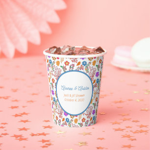 Vasos De Papel Flores multicolores Jack y Jill Shower