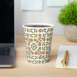 Vasos De Papel Flores Naranjas, Estampado Floral, Verdor, Boho