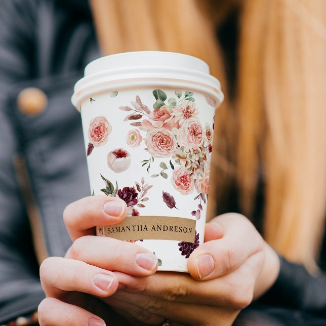 Vasos De Papel Flores pasteles modernas y regalo personalizado de (Subido por el creador)