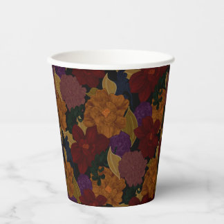 Vasos De Papel Flores pintadas de aceite