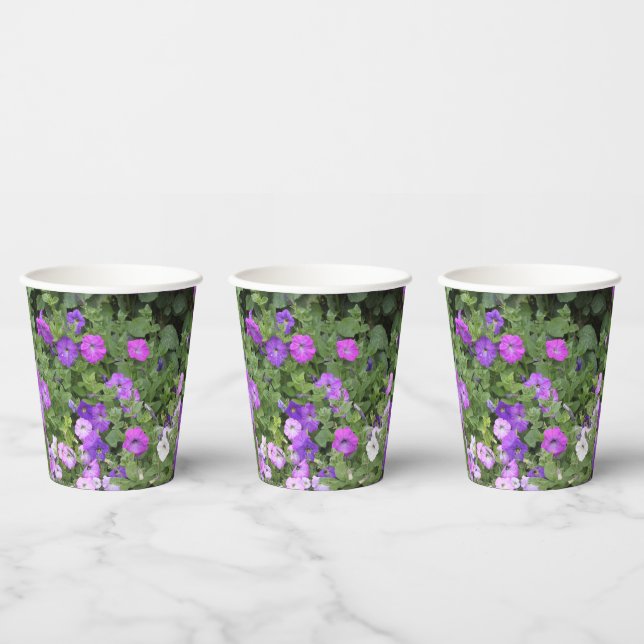 Vasos De Papel Flores Purple Garden Petunia Foto Floral Guay (Multi)
