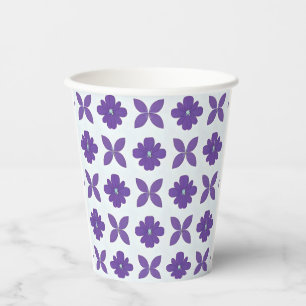 Vasos De Papel Flores púrpuras con fondo claro