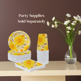 Vasos De Papel Flores Retro Sunshine-Suministros de Fiesta Amaril