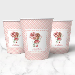 Vasos De Papel Flores Rosadas de Hada Encantadora Capricho 2º Cum