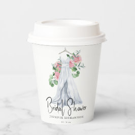 Vasos De Papel Flores rosadas elegantes y vegetación -ducha de no