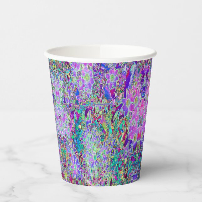 Vasos De Papel Flores rosadas y moradas trippy (Izquierda)