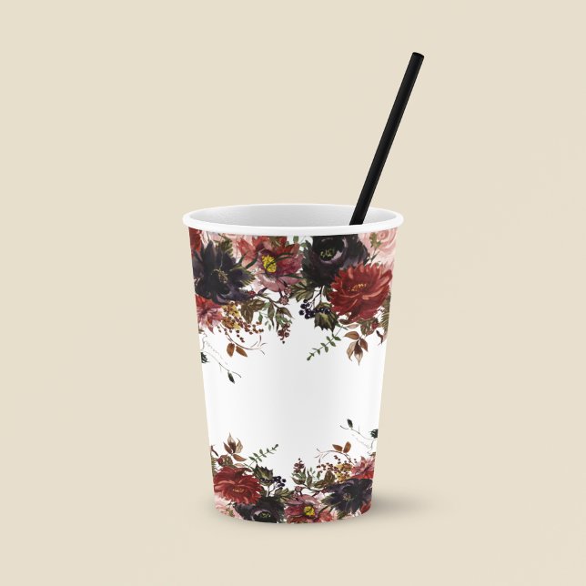Vasos De Papel Flores Rosas de acuarela floral otoñales (Subido por el creador)