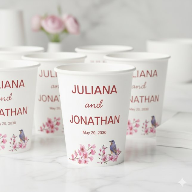 Vasos De Papel Flores rosas Flores acuáticas femeninas Boda (Subido por el creador)