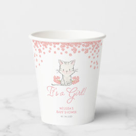 Vasos De Papel Flores rosas Kitten Chica Baby Shower